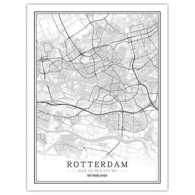 Niederlande Schwarz Weiß Weltstadt Karte Poster Nordic Wohnzimmer Amsterdam Breda Wand Kunst Bilder Home Decor Leinwand Malerei