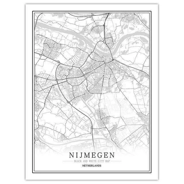 Niederlande Schwarz Weiß Weltstadt Karte Poster Nordic Wohnzimmer Amsterdam Breda Wand Kunst Bilder Home Decor Leinwand Malerei