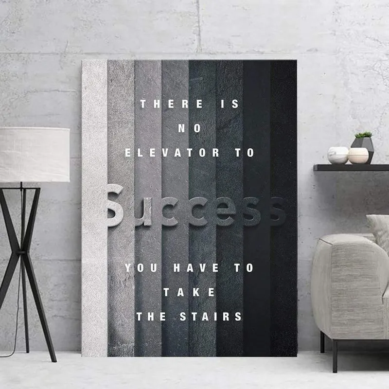 Inspirierender Erfolg Schwarz-Weiß-Kunst Wandkunst Poster und Drucke Wohnkultur Leinwand HD Wandkunst Leinwand Dekoration Maison