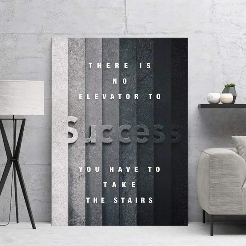 Inspirierender Erfolg Schwarz-Weiß-Kunst Wandkunst Poster und Drucke Wohnkultur Leinwand HD Wandkunst Leinwand Dekoration Maison