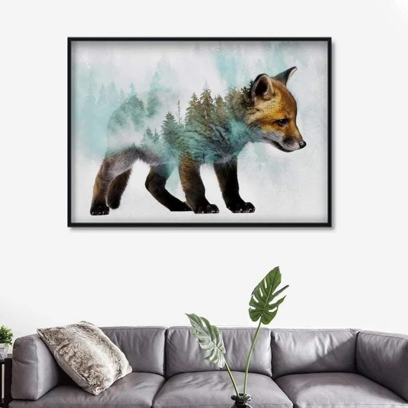 Landschaft Wald Bär Fuchs Wolf Nordic Poster Und Drucke Wand Kunst Leinwand Malerei Abstrakte Tier Wand Bilder Für Kinderzimmer
