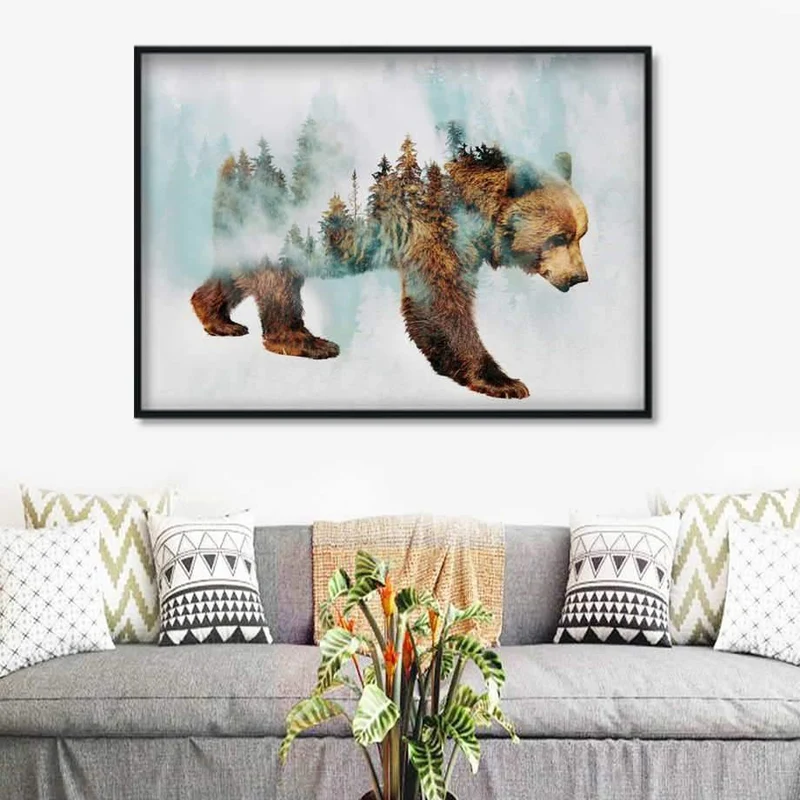 Landschaft Wald Bär Fuchs Wolf Nordic Poster Und Drucke Wand Kunst Leinwand Malerei Abstrakte Tier Wand Bilder Für Kinderzimmer