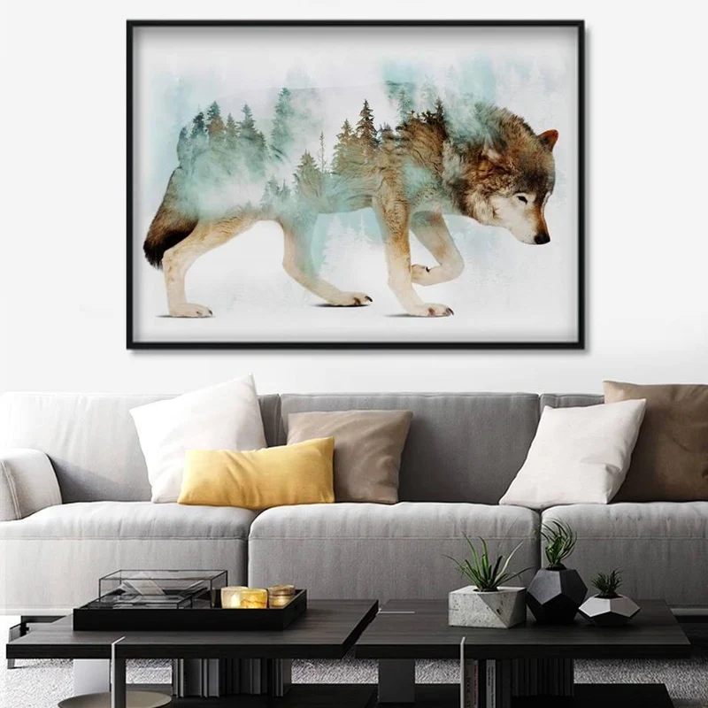 Landschaft Wald Bär Fuchs Wolf Nordic Poster Und Drucke Wand Kunst Leinwand Malerei Abstrakte Tier Wand Bilder Für Kinderzimmer