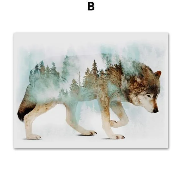 Landschaft Wald Bär Fuchs Wolf Nordic Poster Und Drucke Wand Kunst Leinwand Malerei Abstrakte Tier Wand Bilder Für Kinderzimmer