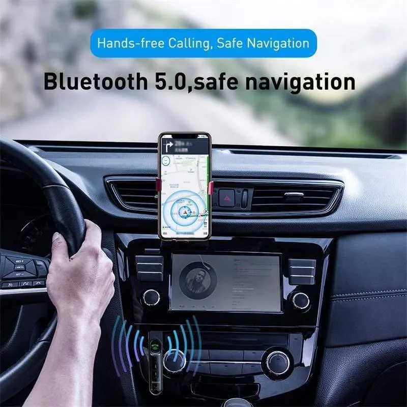 Baseus Car Aux Bluetooth 5.0 Adapter Drahtloser 3.5-mm-Audioempfänger für Auto Bluetooth Freisprecheinrichtung Car Kit Lautsprecher Kopfhörer (schwarz)