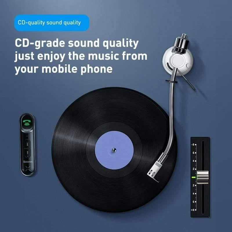 Baseus Car Aux Bluetooth 5.0 Adapter Drahtloser 3.5-mm-Audioempfänger für Auto Bluetooth Freisprecheinrichtung Car Kit Lautsprecher Kopfhörer (schwarz)