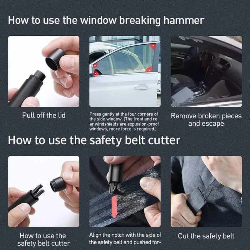 Baseus Mini Autofenster Glasbrecher Sicherheitsgurtschneider Sicherheitshammer Lebensrettender Fluchthammer Schneidemesser Innenzubehör