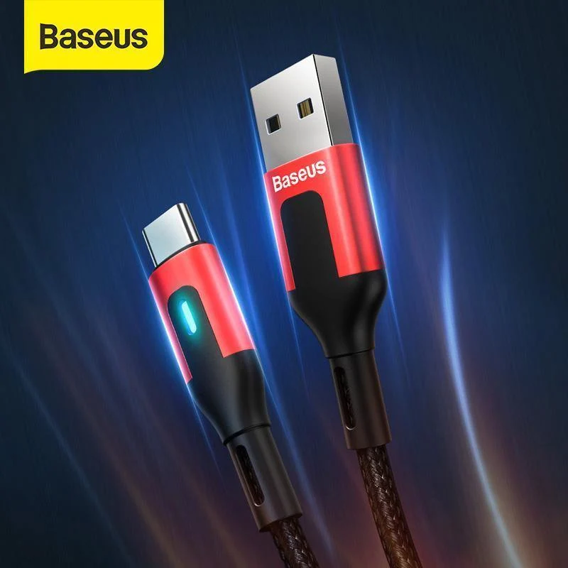 Baseus USB Typ C Kabel für Redmi Note 9 9s 8 Pro Quick Charge 3.0 Typ C Kabel LED für Xiaomi 10 Samsung S20 USB C Ladegerät Kabel