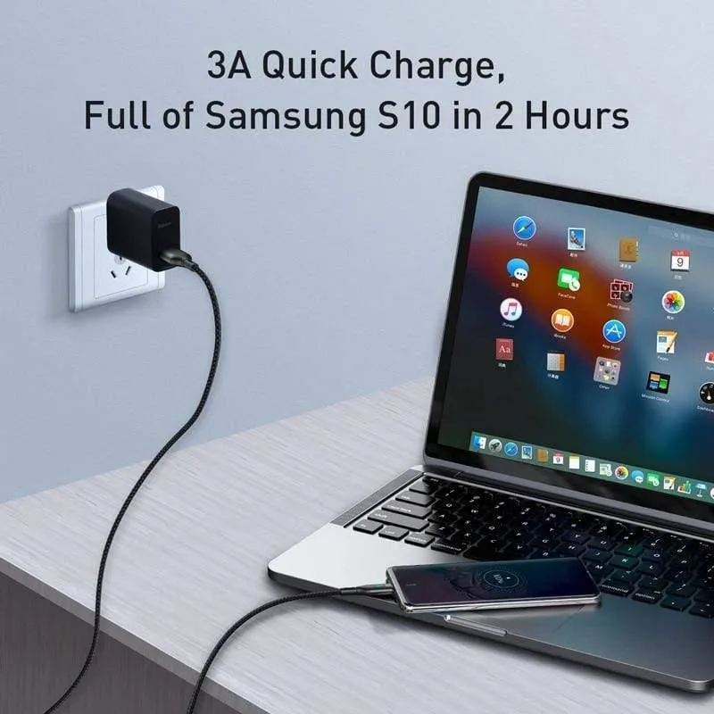 Baseus USB Typ C Kabel für Redmi Note 9 9s 8 Pro Quick Charge 3.0 Typ C Kabel LED für Xiaomi 10 Samsung S20 USB C Ladegerät Kabel