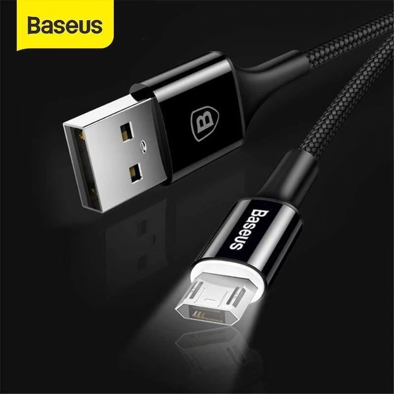 Baseus LED-Beleuchtung Micro-USB-Kabel für Xiaomi Redmi 4X Note 4 5 Reversibles Micro-USB-Ladekabel für Samsung S7-Mobiltelefon