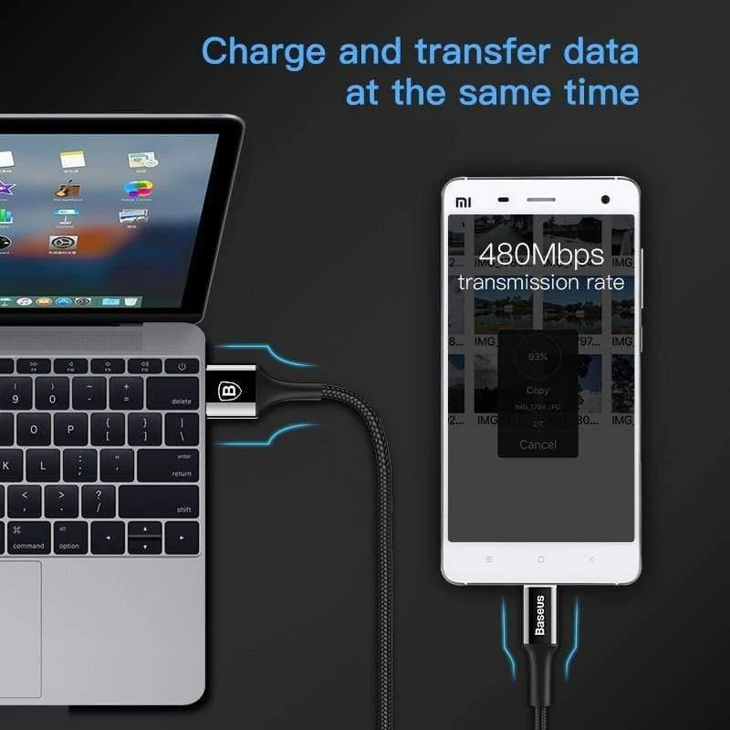 Baseus LED-Beleuchtung Micro-USB-Kabel für Xiaomi Redmi 4X Note 4 5 Reversibles Micro-USB-Ladekabel für Samsung S7-Mobiltelefon