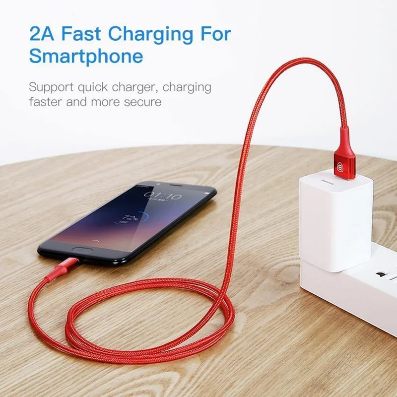 Baseus LED-Beleuchtung Micro-USB-Kabel für Xiaomi Redmi 4X Note 4 5 Reversibles Micro-USB-Ladekabel für Samsung S7-Mobiltelefon