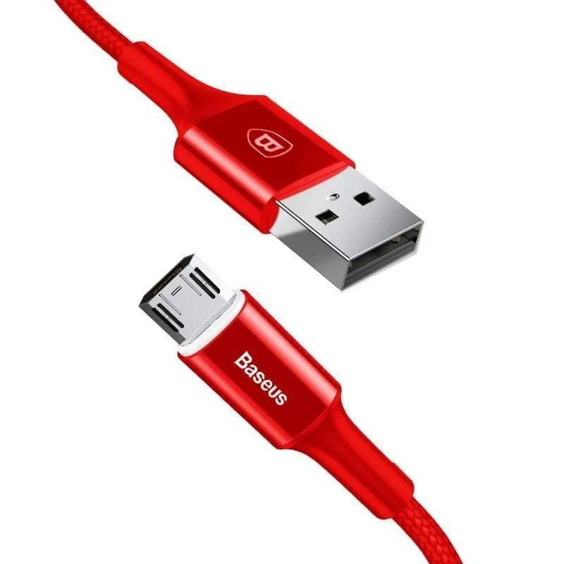 Baseus LED-Beleuchtung Micro-USB-Kabel für Xiaomi Redmi 4X Note 4 5 Reversibles Micro-USB-Ladekabel für Samsung S7-Mobiltelefon