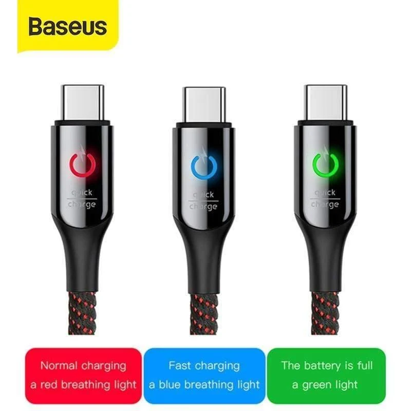 Baseus Typ C Kabel Smart Power off USB C Kabel für Xiaomi 10 9t Quick Charge 3.0 Kabel für Redmi Note 9s USB Typ C Kabel