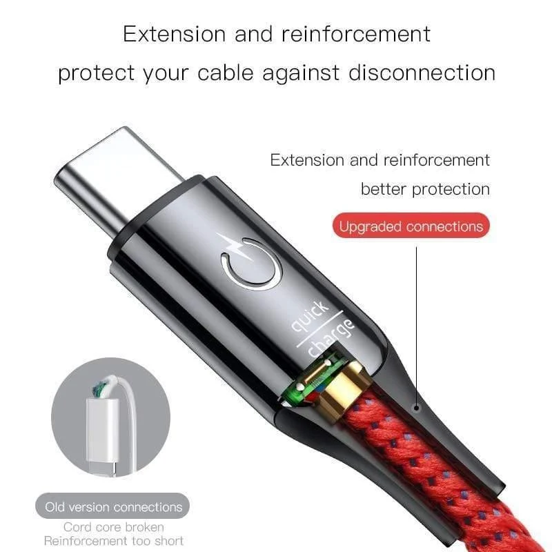 Baseus Typ C Kabel Smart Power off USB C Kabel für Xiaomi 10 9t Quick Charge 3.0 Kabel für Redmi Note 9s USB Typ C Kabel