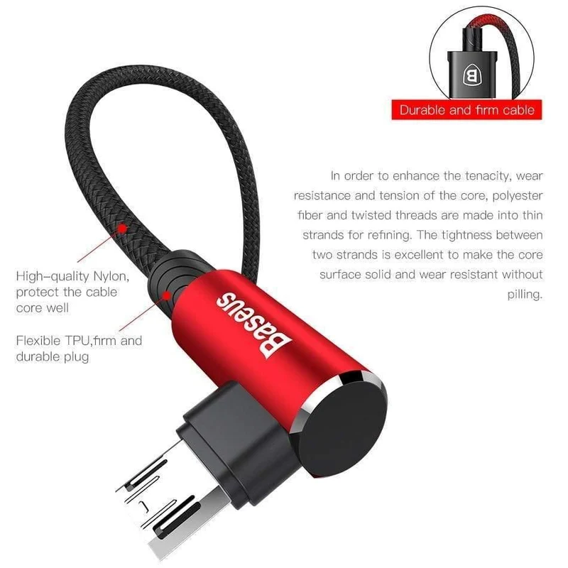 Baseus Mobile Game Reversibles Micro-USB-Kabel für Xiaomi Redmi 4X Note 4 5 Plus USB-Datenkabel für Samsung S6 USB-Ladekabel
