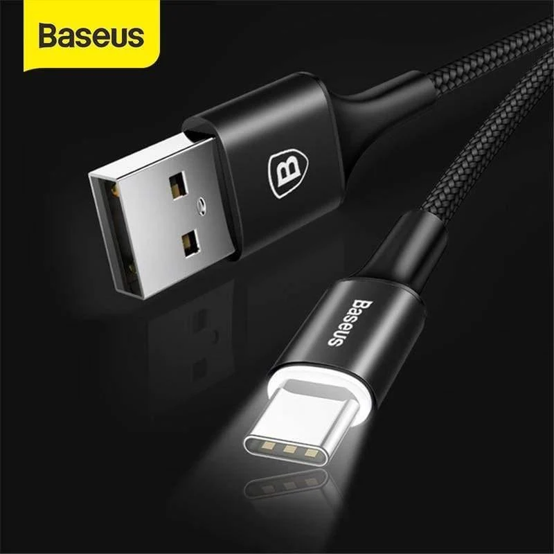 Baseus USB Typ C Kabel USB C für Samsung S9 S10 LED-Beleuchtung Typ C Kabel für Huawei P30 Lite Pro USB-C Handykabel