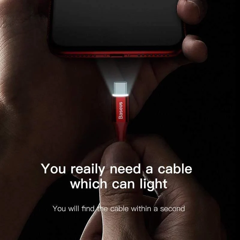 Baseus USB Typ C Kabel USB C für Samsung S9 S10 LED-Beleuchtung Typ C Kabel für Huawei P30 Lite Pro USB-C Handykabel