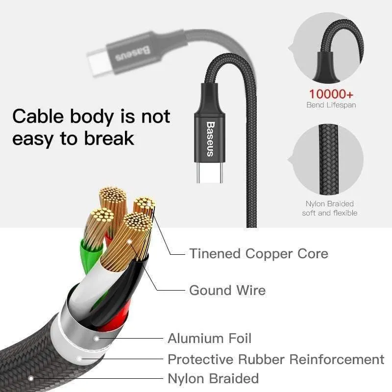 Baseus USB Typ C Kabel USB C für Samsung S9 S10 LED-Beleuchtung Typ C Kabel für Huawei P30 Lite Pro USB-C Handykabel