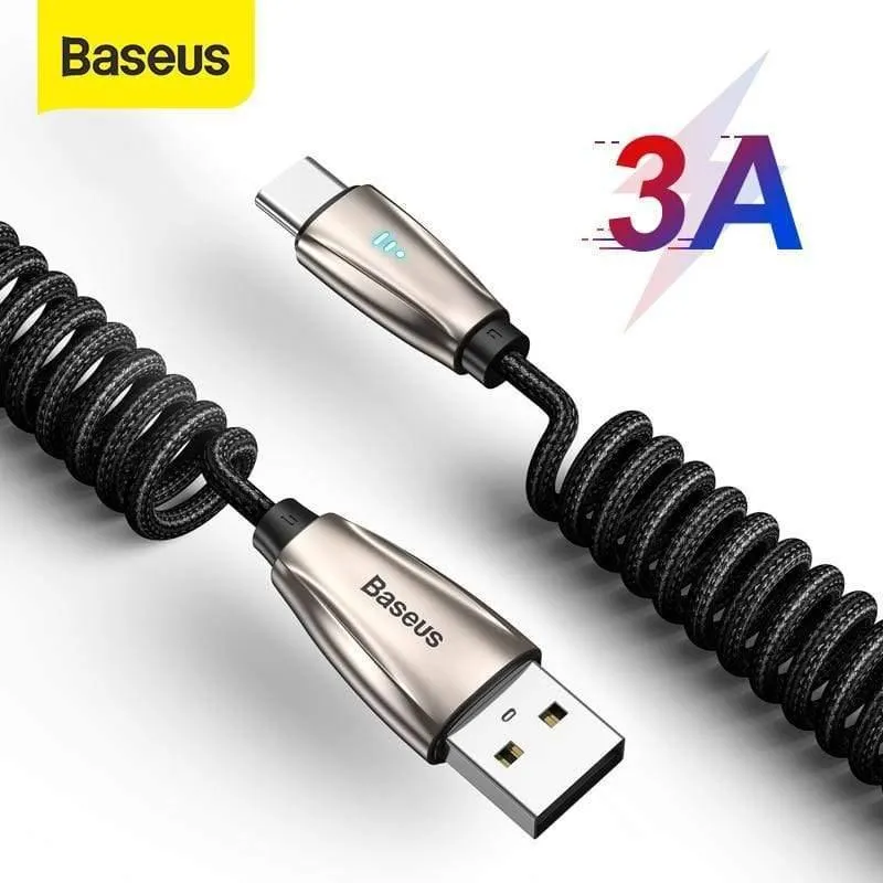 Baseus USB Typ C Kabel 3A Typ C Kabel für Redmi Note 8 9s Pro LED USB C Kabel für Huawei P40 P30 Pro Samsung S20 Federkabel