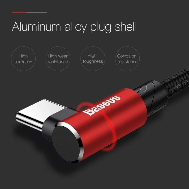 Baseus USB Typ C Kabel 90 Grad für Xiaomi Redmi K20 Pro USB C Handy-Ladekabel für Oneplus 7 Pro Typ C Kabel