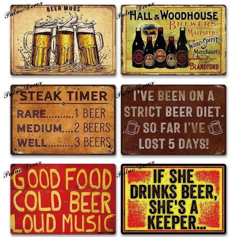 Bier Metall Zeichen Plaque Metall Vintage Pub FunnyTin Zeichen Wand Dekor für Bar Pub Club Man Cave Weißblech Vintage Metall Zeichen