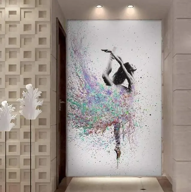 HD-Druck, 1 Stück, elegantes Ölgemälde mit tanzender Ballerina, abstraktes Ballettmädchen, Wandgemälde, mehrere Auswahlmöglichkeiten, große Leinwand
