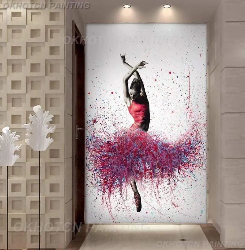HD-Druck, 1 Stück, elegantes Ölgemälde mit tanzender Ballerina, abstraktes Ballettmädchen, Wandgemälde, mehrere Auswahlmöglichkeiten, große Leinwand