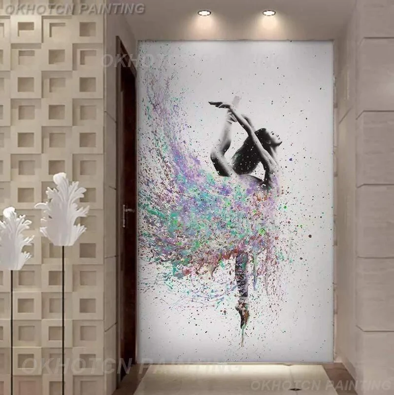 HD-Druck, 1 Stück, elegantes Ölgemälde mit tanzender Ballerina, abstraktes Ballettmädchen, Wandgemälde, mehrere Auswahlmöglichkeiten, große Leinwand