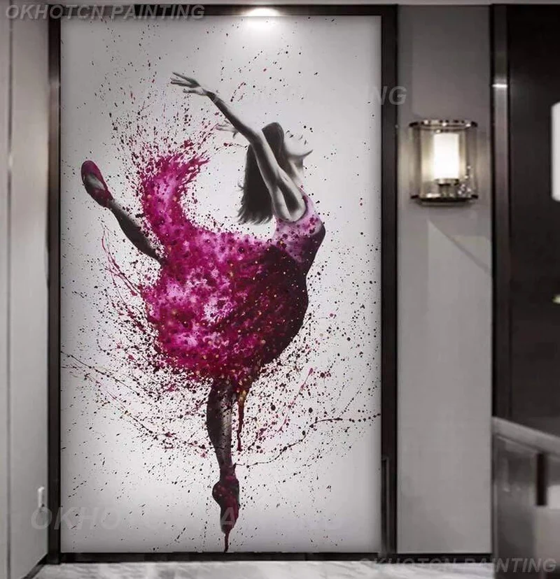 HD-Druck, 1 Stück, elegantes Ölgemälde mit tanzender Ballerina, abstraktes Ballettmädchen, Wandgemälde, mehrere Auswahlmöglichkeiten, große Leinwand