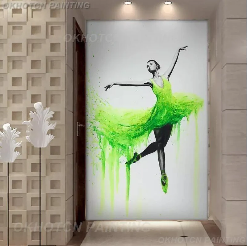 HD-Druck, 1 Stück, elegantes Ölgemälde mit tanzender Ballerina, abstraktes Ballettmädchen, Wandgemälde, mehrere Auswahlmöglichkeiten, große Leinwand