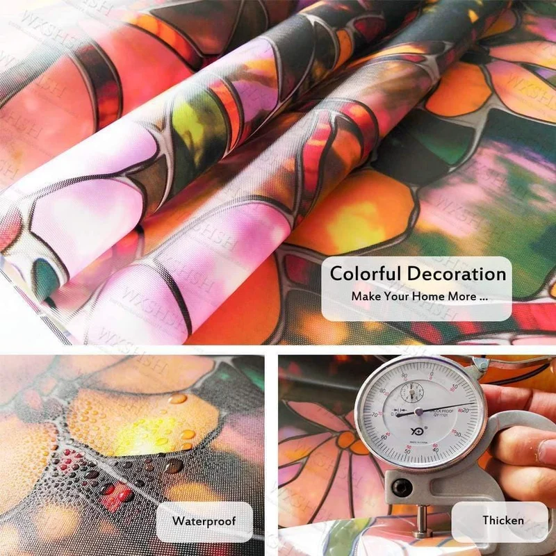 45/60/90 x 200 cm Sichtschutz-Sonnenschutzfolie. Statisch Nichtklebende, gebeizte Magnolienmuster-Home-Glas-Sonnenschutzfolie