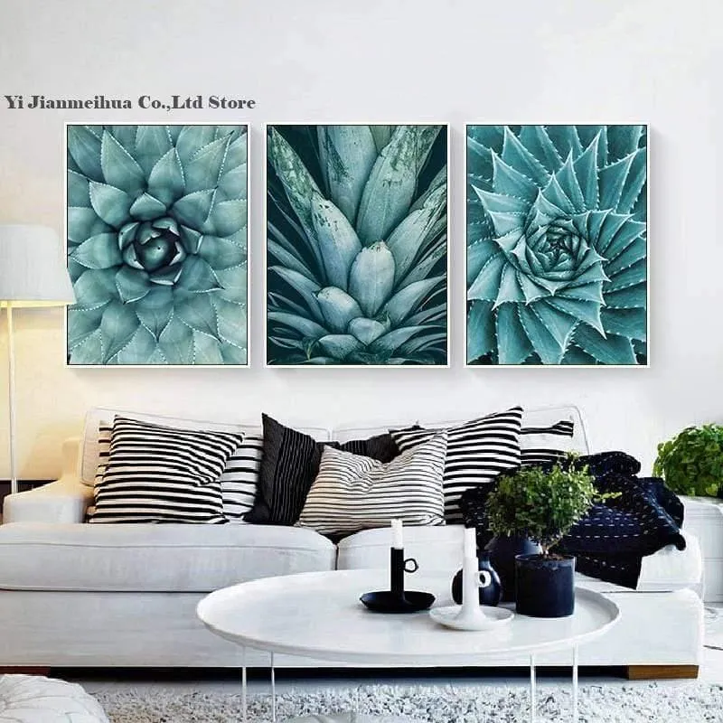 Leinwand Malerei Wohnzimmer Cuadros Decoracion Nordic Poster grüne Aloe Sukkulenten moderne minimalistische modulare Bilder