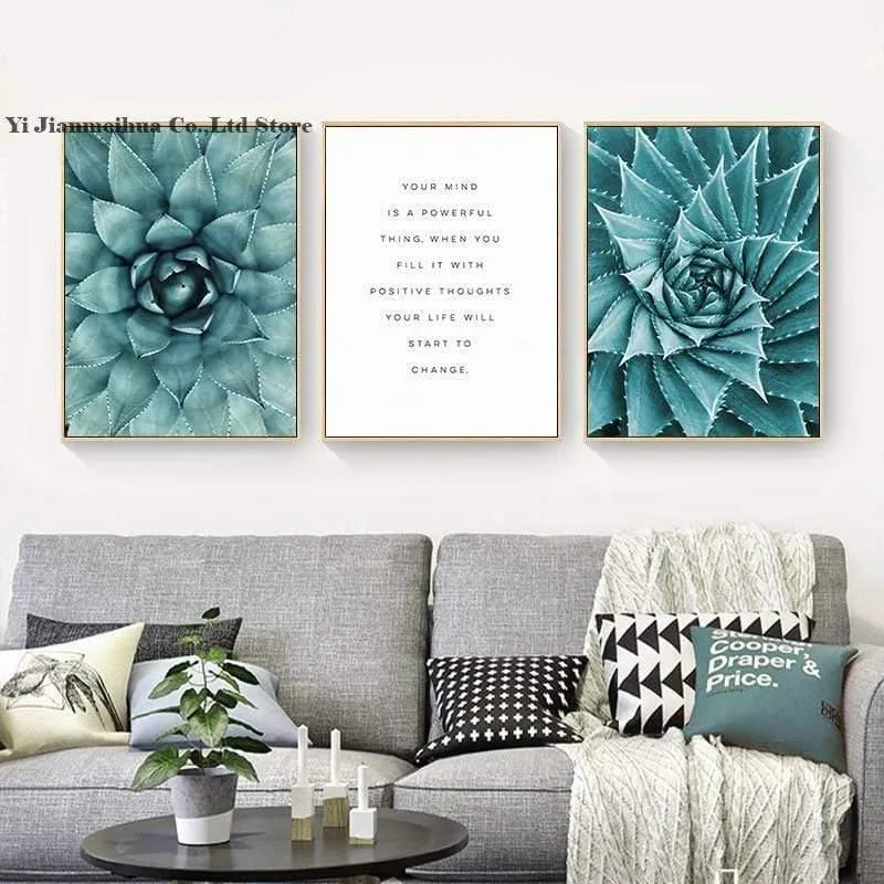 Leinwand Malerei Wohnzimmer Cuadros Decoracion Nordic Poster grüne Aloe Sukkulenten moderne minimalistische modulare Bilder