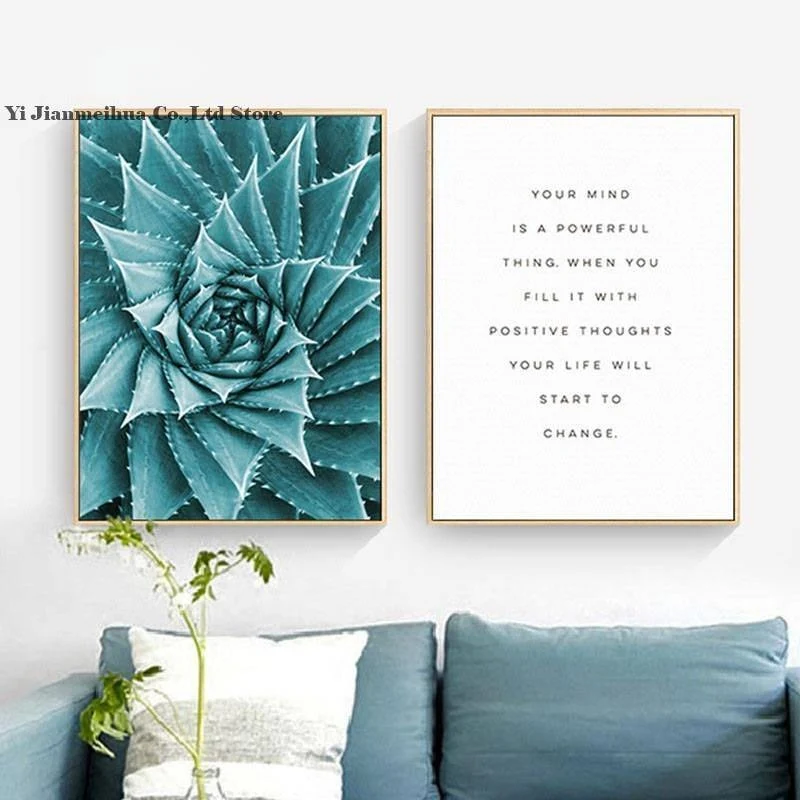Leinwand Malerei Wohnzimmer Cuadros Decoracion Nordic Poster grüne Aloe Sukkulenten moderne minimalistische modulare Bilder