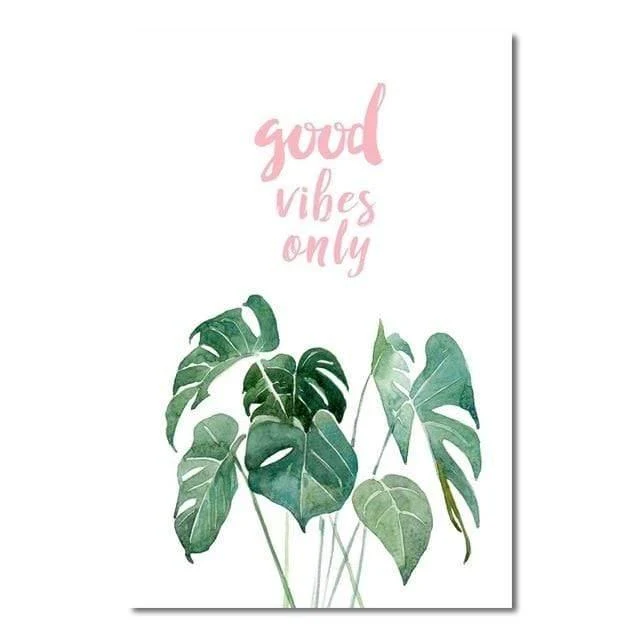 Grünes blatt rosa hintergrund frischen nordischen stil wandkunst leinwand malerei hd print wandbild für wohnzimmer wohnkultur