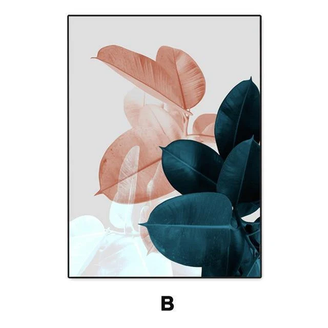 Moderne Abstrakte Rosa Blume Grünpflanzen Poster Drucken Leinwand Malerei Bilder Home Wandkunst Dekoration Kann Angepasst Werden