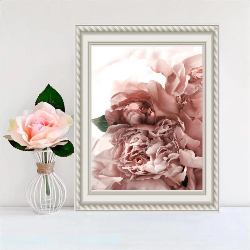 Moderne Abstrakte Rosa Blume Grünpflanzen Poster Drucken Leinwand Malerei Bilder Home Wandkunst Dekoration Kann Angepasst Werden