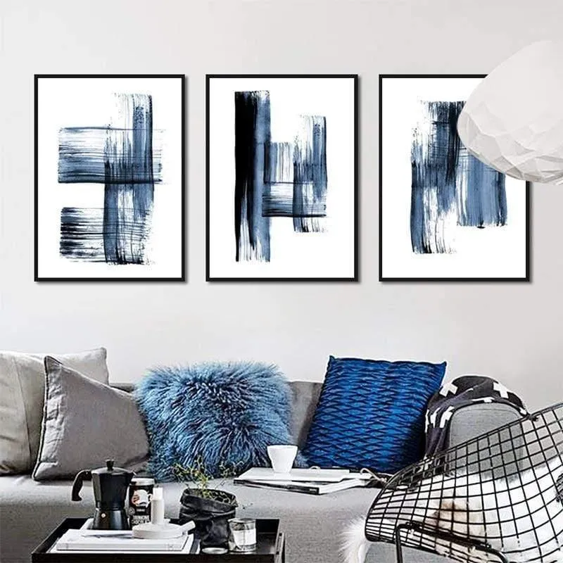 Abstrakte moderne minimalistische Plakat-blaue Graffiti-beiläufige einfache frische Druck-Segeltuch-Abbildung für Wohnzimmer-Schlafzimmer-Studien-Dekor