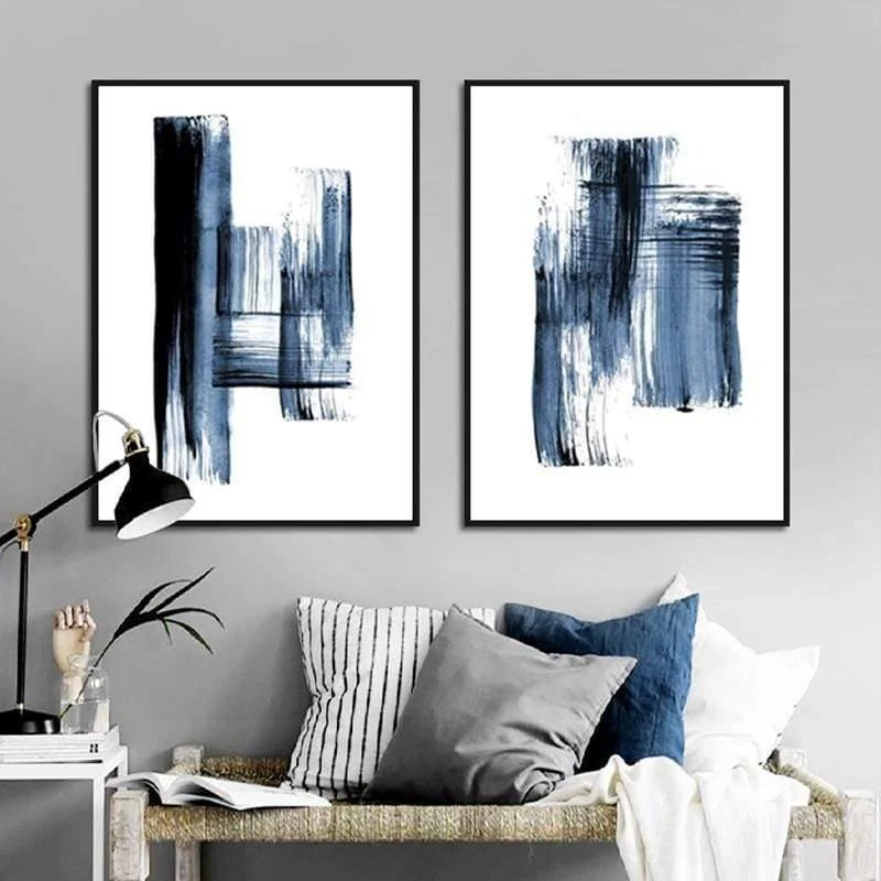 Abstrakte moderne minimalistische Plakat-blaue Graffiti-beiläufige einfache frische Druck-Segeltuch-Abbildung für Wohnzimmer-Schlafzimmer-Studien-Dekor