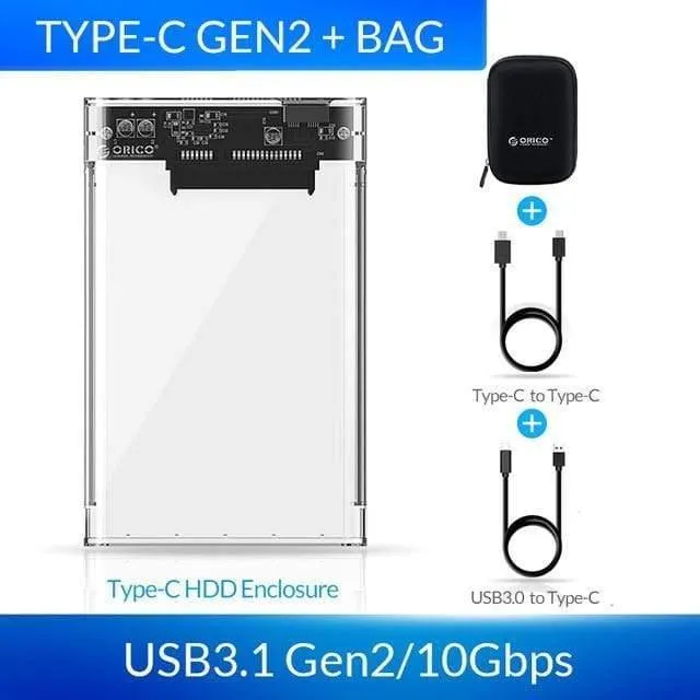 HDD-Gehäuse 2.5 Transparenter SATA-zu-USB-3.0-Adapter Externes Festplattengehäuse für 7 mm/9.5 mm SSD-Festplatte HDD UASP SATA III