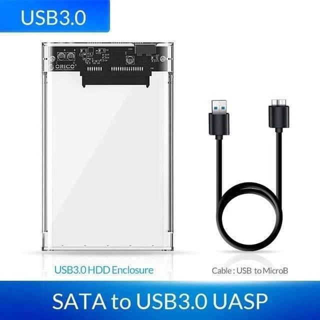 HDD-Gehäuse 2.5 Transparenter SATA-zu-USB-3.0-Adapter Externes Festplattengehäuse für 7 mm/9.5 mm SSD-Festplatte HDD UASP SATA III