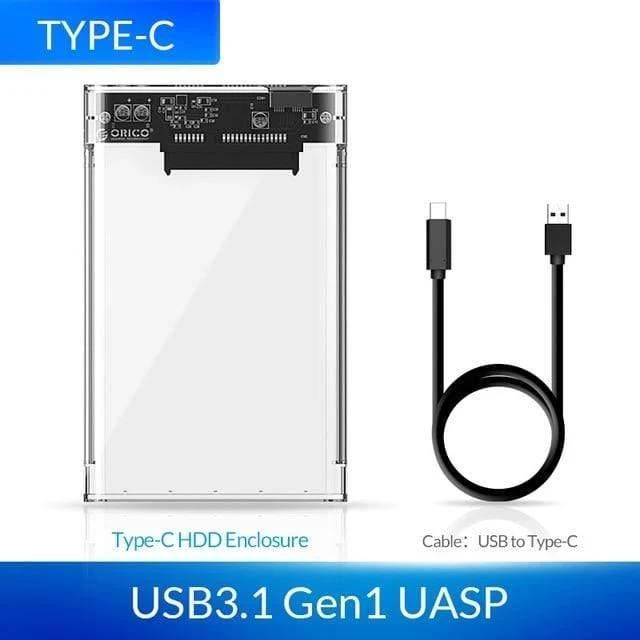 HDD-Gehäuse 2.5 Transparenter SATA-zu-USB-3.0-Adapter Externes Festplattengehäuse für 7 mm/9.5 mm SSD-Festplatte HDD UASP SATA III