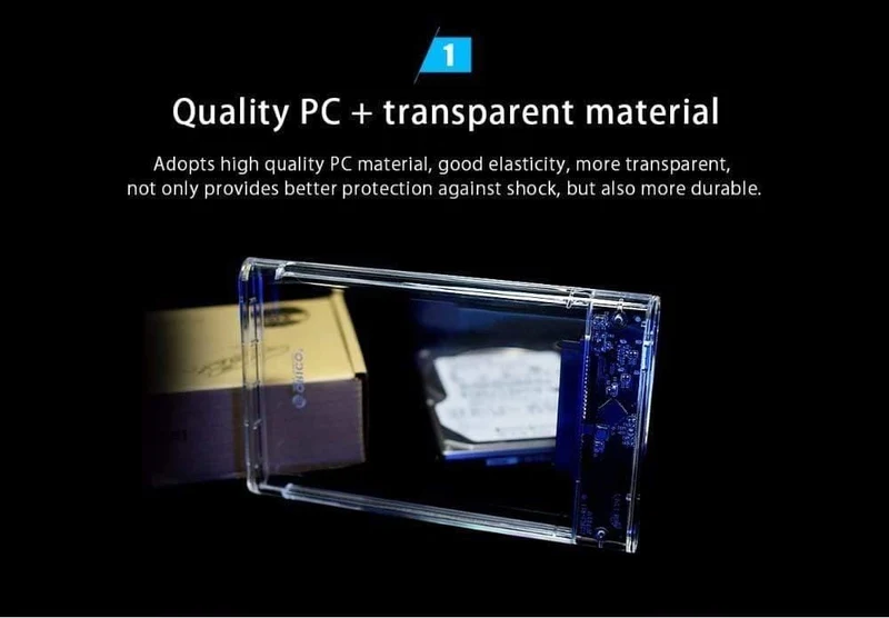 HDD-Gehäuse 2.5 Transparenter SATA-zu-USB-3.0-Adapter Externes Festplattengehäuse für 7 mm/9.5 mm SSD-Festplatte HDD UASP SATA III