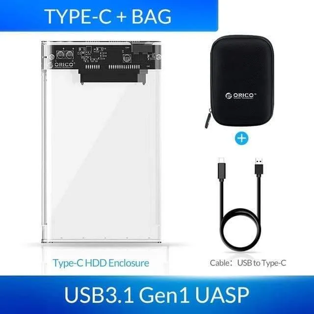 HDD-Gehäuse 2.5 Transparenter SATA-zu-USB-3.0-Adapter Externes Festplattengehäuse für 7 mm/9.5 mm SSD-Festplatte HDD UASP SATA III