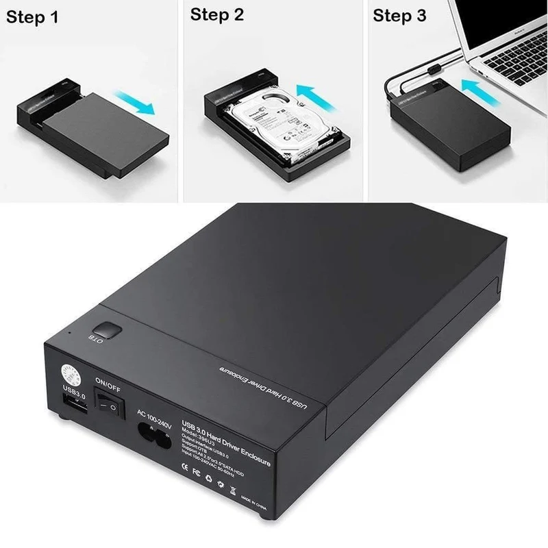 USB 3.0 2.5 "3.5" SATA-Festplatte Externes Gehäuse SSD HDD-Gehäuse Unterstützung für UASP 8TB-Laufwerke OTB One Touch Backup