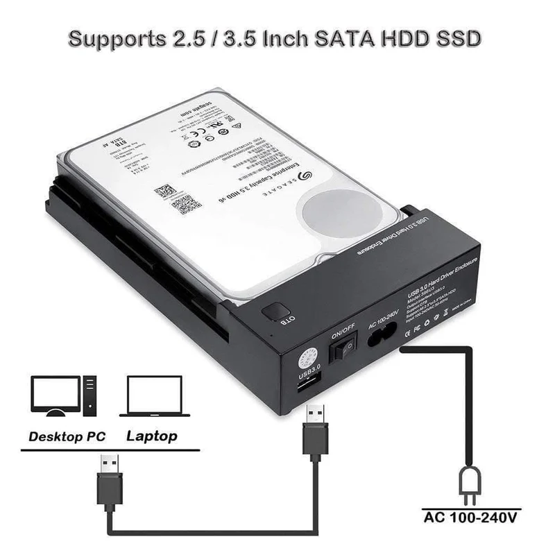 USB 3.0 2.5 "3.5" SATA-Festplatte Externes Gehäuse SSD HDD-Gehäuse Unterstützung für UASP 8TB-Laufwerke OTB One Touch Backup