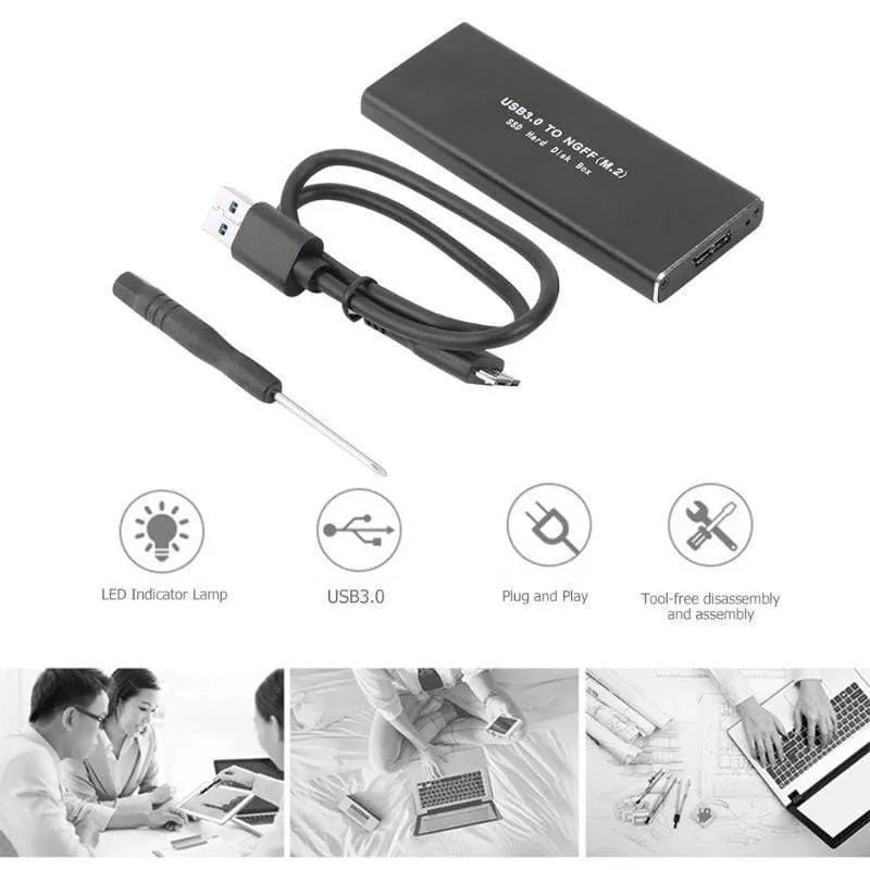M.2 NGFF auf USB3.0 HDD SSD-Gehäuse USB3.0 auf USB3.0 Micro-B-Adapter 6 GB / s Festplattengehäuse Externes Festplattengehäuse SSD-Gehäuse