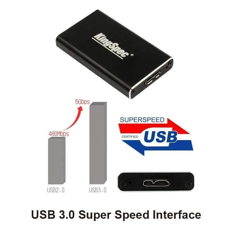Gehäuseadapter für mSATA auf USB 3.0 Festplatte Externes Gehäuse Für mSATA SSD Case Box