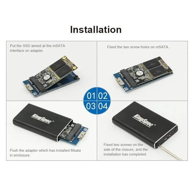 Gehäuseadapter für mSATA auf USB 3.0 Festplatte Externes Gehäuse Für mSATA SSD Case Box